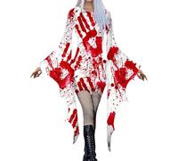Robe Medieval Femme, Robe de Cosplay Gothique élégante à Manches Longues pour Halloween, Tenue de scène à Lacets sanglants, Design asymétrique pour Femme