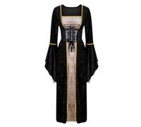 Robe Médiévale Costume Halloween Femme Tenue Sorciere Medieval Déguisement Adulte Rouge Noir Carnaval Gothique Cape Medievale Deguisement Hallowen Venise À Capuche Vintage Oversize Grande Taille