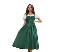 Robe médiévale de la Renaissance pour femme, robe victorienne à bretelles spaghetti avec corset, bretelles réglables, robe cottagecore sans manches pour costume de LARP, fête à thème (vert foncé, XL)