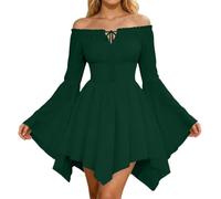 Robe Médiévale Femme Ample Manches Évasées Renaissance Mini Robes