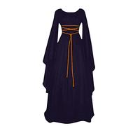 Robe Medievale Femme Corpse Bride Costume Vetement Dentelle Corset Renaissance Longue Moyen Age Gothique Cape Velours Chic Soiree Deguisement Haloween Adulte M