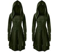 Robe Medievale Femme, Costumes Renaissance Capuche avec Lacets Vintage Hoodie Pulls Gothique Robe Medievale Femme,Robe Vintage Renaissance Gothique Femme, Cosplay Costume Halloween