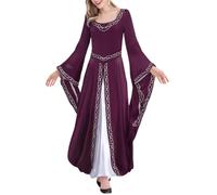 Robe Medievale Femme Deguisement Halloween Femme Noire Chapeau Sorciere Princesse Costume Moyen Age Déguisement Adulte Grande Taille Victorienne Cendrillon Carnaval Cosplay Empire Polyester Medieval