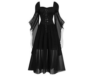 Robe Medievale Femme Épaules Dénudées Vampire Tendance Robe Noir Automne Ceinture Victorienne Deguisement Halloween Femme Élégant Jupe Hiver Vintage Nouvelle 2025 XXL