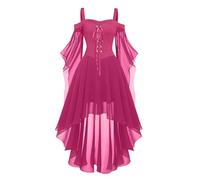 Robe Medievale Femme Gothique Deguisement Gaulois Robes Medieval Coiffe Rouge Longue Noire Jupe Grande Taille Costume Steampunk De Princesse Moyen Age Déguisement Renaissance Carnaval Venise