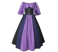 Robe Medievale Femme Gothique Vintage, Robe Costume Renaissance Grande Taille Victorienne Steampunk Reine, Deguisement Manches Longues pour Carnaval Halloween FêTe, Robe MéDiéVale RéTro pour Femme