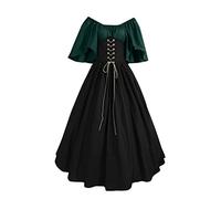 Robe Medievale Femme Gothique Vintage, Robe Costume Renaissance Grande Taille Victorienne Steampunk Reine, Deguisement Manches Longues pour Carnaval Halloween FêTe, Robe MéDiéVale RéTro pour Femme