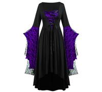 Robe Medievale Femme Grande Taille Pirate Steampunk Robe Noir Automne Ceinture Victorienne Déguisement Bellatrix Lestrange Rétro Jupe Hiver Classique Nouvelle 2025 violet foncé S