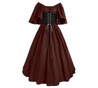 Robe Medievale Femme Grande Taille Robe De Soiree Femme Longue Robe Médiévale Deguisement Sorciere Femme Bretelles Spaghetti Jupe Longue Femme Halloween Fête Haut Bas Vintage Cape