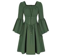 Robe Médiévale Femme Manche Longue Vintage Plissée Couleur Unie Coupe Ample Chic Fluide Style Gothique Renaissance Cour Victorienne Cosplay Steampunk Halloween Carnaval Cocktail Dress