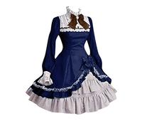 Robe Medievale Femme Manches Flares- Robe Gothique Bow Noeud,Robe Vintage Chic Et Elegant Halloween Lolita Cour Renaissance Victorienne Carnaval Cosplay Steampunk Retro Patchwork Dress