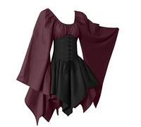 Robe Medievale Femme Moyen Age Deguisement Princesse Adulte Déguisement Indienne Costume Chic Gaulois 18eme Robes Femmes Grande Taille Col Carre Jupe Médiéval Film Culte Medieval~