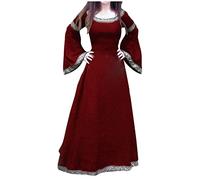 Robe Medievale Femme Renaissance Baroque Gothique Médiévale Costume Femmes Moyen Age Robes Dress Manches Trompette pour Halloween Cosplay DéGuisement Carnaval Victorien Médiévale Dress Grande Taille