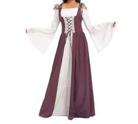 Robe Medievale Femme Renaissance Longue Robe Médiévale À Manches Trompettes Costume Princesse Rétro Déguisement Victorienne Classique pour Carnaval Halloween Cosplay