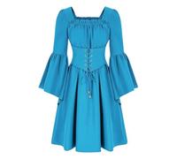 Robe medievale Femme Robe Femme Chic Et Elegant Dentelle Chic Coton Boheme Moulante Luxe Grande Taille Invitée Paillette Hiver Ceremonie Ropa 2#blu L