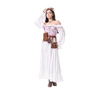 Robe medievale Femme Robe Femme Chic Et Elegant Dentelle De Plage Moulante Demoiselle d'honneur Coton Paillette Grande Taille Ceremonie Fluido Boheme Invitée Ropa 2#white2 M