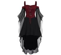 Robe medievale Femme Robe Femme Chic Et Elegant Grande Taille De Plage Invitée Cocktail Coton Glamour Dentelle Ceremonie Luxe Hiver Moulante Ropa 2#Rosso S