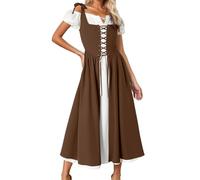Robe Medievale Femme Robe Médiévale Deguisement Hallowen Sorcière Moyen Age Renaissance Grande Taille Déguisement Adulte Longue Gothique Costume Carnaval Terracotta Cocktail Halloween Rétro Chapeau