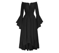 Robe MéDiéVale Femme,Robe Renaissance Femme ÉPaules DéNudéEs Deguisement Halloween À Manches Trompettes Taille SmockéE DéGuisement Grande Taille Victorienne Gothiques Vintage Dress Cosplay