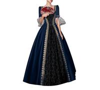 Robe medievale Femme Victorienne Retro Robe Renaissance Grande Taille Manches Trompette Costume Moyen Age Cour Maxi Halloween Deguisement Adulte Cosplay Carnaval de Princesse Cocktail