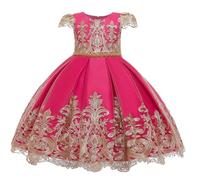 Robe Medievale Fille Robe Soiree Princesse sans Manches Col en Rond Robe Enfant Fille été Fleur Imprimé Princesse pour Anniversaire Formel fête Mariage Baptême Demoiselle d'honneur Communion Robe