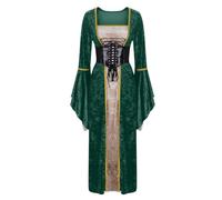 Robe Medievale Medieval Femme Robe Longue Noire Gothique 4Xl Viking Grande Taille Velours Vert En Velour Rouge Déguisement Vampire Voyage Dans Le Temps De Bal Deguisement Moyen Age Mariée Princesse