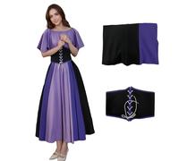 Robe médiévale pour femme avec ceinture corset de pirate, robe victorienne de la Renaissance, costume LARP pour Halloween, bande dessinée, fête à thème (violet, taille S)