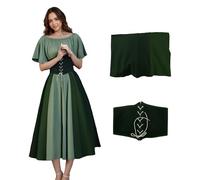 Robe médiévale pour femme avec ceinture corset de pirate, robe victorienne de la Renaissance, robe de costume LARP pour Halloween, bande dessinée, fête à thème (vert foncé, taille S)