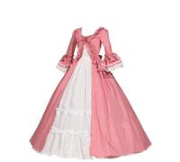 Robe médiévale pour femme avec nœud - Mini robe de princesse pour femme - Rose Lolita - Style baroque - Rococo - Robe de bal victorienne - Robe de bal mignonne à volants - Robe de fête d'Halloween