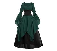 Robe médiévale pour femme de style servante - Costume Renaissance en deux pièces avec taille smockée - Robe historique pour les jeux de rôle et le marché