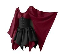 Robe médiévale pour femme - Robe de bal irlandaise traditionnelle gothique victorienne - Avec corset - Costume Viking Renaissance Elfe pirate pour Halloween et carnaval, RD1, XL