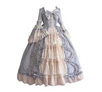 Robe médiévale pour femme - Robe de princesse Renaissance - Robe baroque rococo - Robe victorienne - Grande taille - Longue - Robe de soirée élégante - Robe de cocktail - Robe trapèze, Z-5 bleu, L