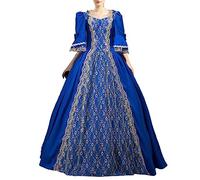 Robe médiévale pour femmes, robe rococo médiévale, Renaissance royale, années 1800, robe de princesse victorienne, costume de duchesse à manches évasées, robe de bal, bleu, XXXL