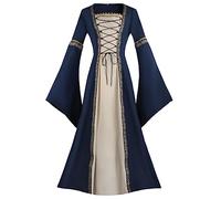 Robe médiévale Renaissance Palais Long Moyen Âge Reine Victorienne Gothique De Style Victorien Robe de Cérémonie Vintage Élégante Maxi Robe de Princesse Costume Corset pour Halloween, bleu, 5X-Large