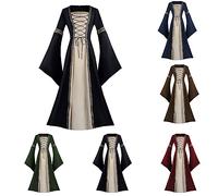 Robe médiévale Renaissance Palais Long Moyen Âge Reine Victorienne Gothique De Style Victorien Robe de Cérémonie Vintage Élégante Maxi Robe de Princesse Costume Corset pour Halloween, Noir , 5X-Large