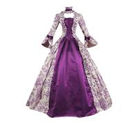 Robe médiévale Renaissance pour femme avec corset, robe victorienne du XVIIIe siècle avec manches à volants, robe de bal vintage Renaissance pour Halloween, fête à thème, Pruple, XL