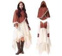 Robe MéDiéVale, Robe Victorienne,Longue Vintage Beige Et Marron, LivréE avec Une Cape Amovible, pour Les Foires De La Renaissance, Les Mariages à ThèMe Cosplay, Halloween L