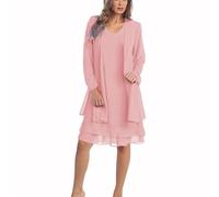 Robe mère de la mariée 2 pièces pour Femmes, avec Veste, Robe en Mousseline de Soie + Veste, Ensembles Deux pièces pour invités de Mariage