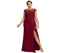 Robe Mere De La Mariee Robe de mère la mariée grande taille, fourreau, décolleté plongeant, mousseline, perles, plissée, paillettes, longue, robe d'invitée mariage(16)