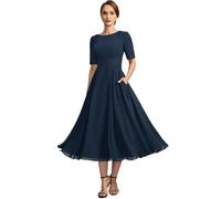 Robe Mere De La Mariee Robes élégantes for la mère de mariée, décolletées, avec appliques et paillettes, longueur thé, for les invités mariage(22W)