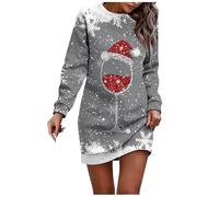 Robe Mere Noel Femme Chic Et Elegant,Robe DéContractéE Manches Longues Style Tunique Col Rond pour Occasions Festives Automne Hiver Quotidien Confortable éLéGante