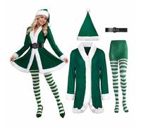 Robe Mere Noel Femme Costume Mère Noël pour Adulte Déguisement Santa Tenue de Noël Fête et de Spectacle du Père Noel, Chapeau,Gants,Chaussettes,Ceinture,Costume Élégant Noëls pour Soirée Festive