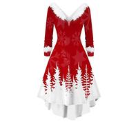Robe Mère Noël Femme Renne Imprimé Robe de Soiree Noel Vintage Retro Robes Trapèze Rockabilly à Fleurs Années 1950 50 60 Audrey Hepburn Robes Costume Père Noël Professionnel (d-White, S)