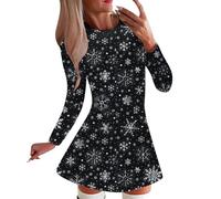 Robe Mère Noel Femme, Robe Vintage Femme, Robes Vintage Rockabilly Classique Elegant Swing Deguisement Mariage Cérémonie Hiver Costume À 3D Imprimé Manche Longue Robes Au Genou Décontractée