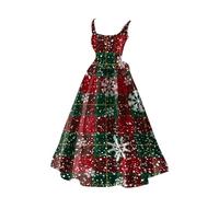Robe Mère Noël Femme Rudolph Renne Elfe Robe Vintage Grande Taille Noel Années 1950 Robes de Cocktail Soirée Fête L'été Casual Habillée Robes Christmas Dress Père Noël Costume (Dark Green, XXL)
