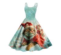 Robe Mere Noel Pere Réveillon Cadeau Femme Noel Manche Longue Manches Longues Pailletée Élégante Déguisement Cadeau Tenue Soiree Femme Chic Velour Reveillon Robes de Soirée Turquoise XXL