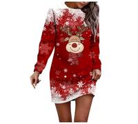Robe Mère Noël, Renne De Noël Cocktail Sexy Chic Curvy Cérémonie Grande Taille Sweat Longue Hiver Femme