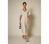 Robe mi-longue à col en V en lin avec dos ouvert et manches courtes kimono pour l'été et les vacances L,M,S,XL,XS,XXL,XXS,XXXL,XXXXLTout ImpriméTissu tissé