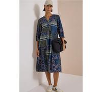 Robe mi-longue à col fendu et imprimé patchwork