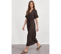 Robe mi-longue à encolure en V et imprimé léopard